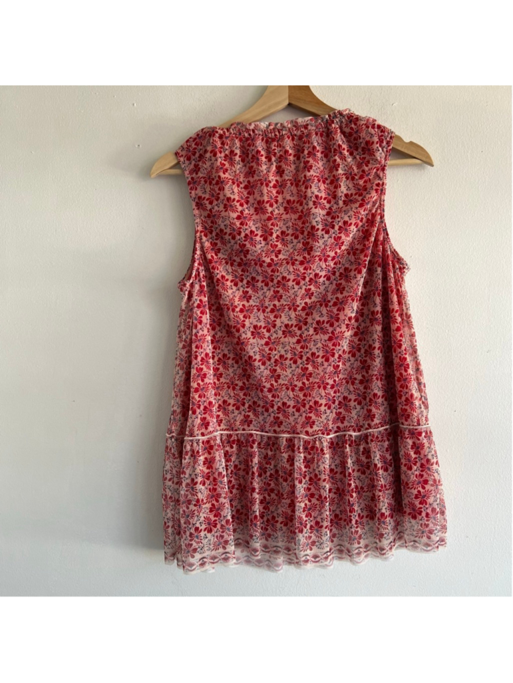 MAX STUDIO Red White Floral Tunic Top M - Picture 3 of 5